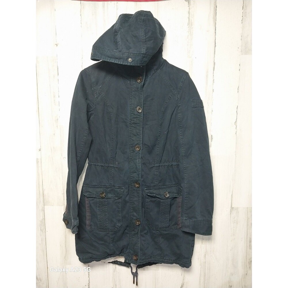 Abercrombie & Fitch Jacket Women's Medium Sherpa Lined Navy Military fur Hoody